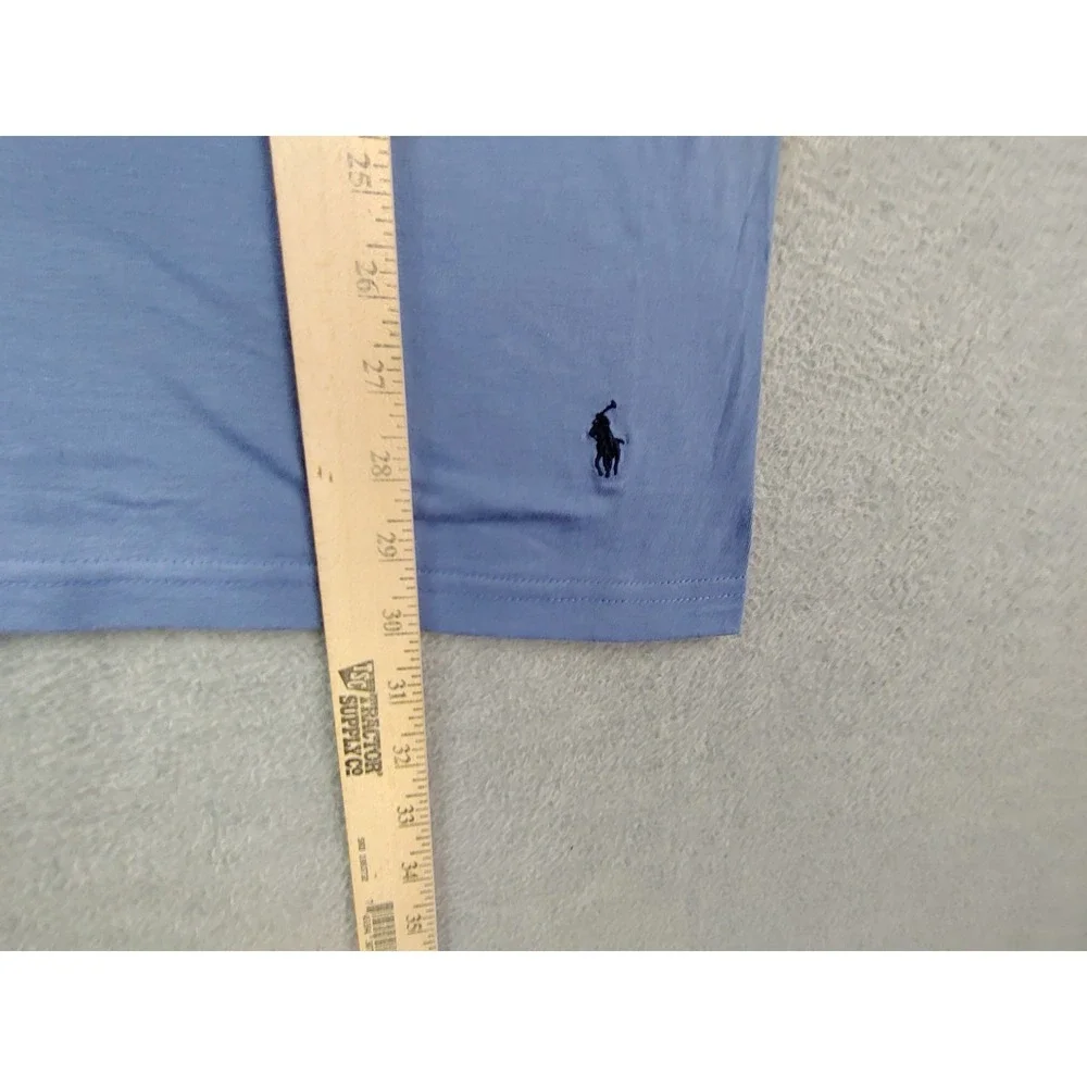 Polo Ralph Lauren Mens Shirt Medium Blue Small Pony Tee‎ V Neck Pullover Preppy
